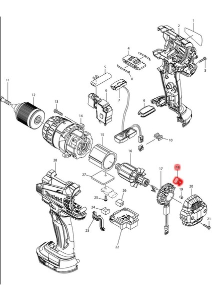 Makita DHP458RMJ Kömür CB-440 Ürün Kodu 195021-6
