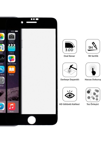 Iphone 7 Ekran Koruyucu Seramik Tam Kaplama Siyah