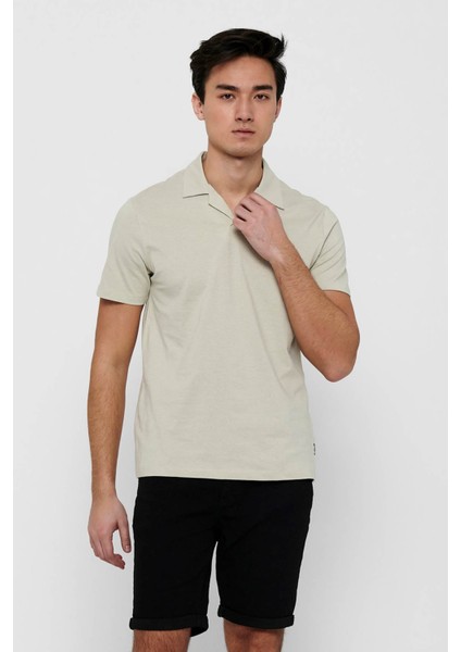 Erkek Onsabraham Polo Yaka T-Shirt 22019294 Taş