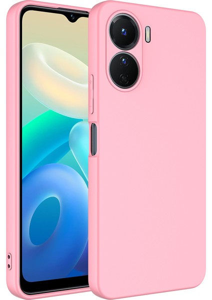 Vivo Y16 Kılıf Mara Lansman Silikon Mat Soft Içi Süet Pembe