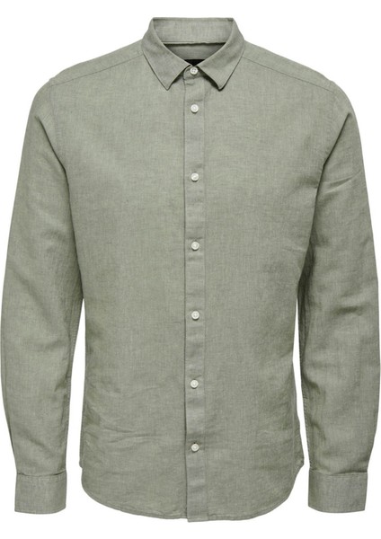 Erkek Onscaiden Slim Fit Keten Gömlek 22012321 Yeşil modelleri