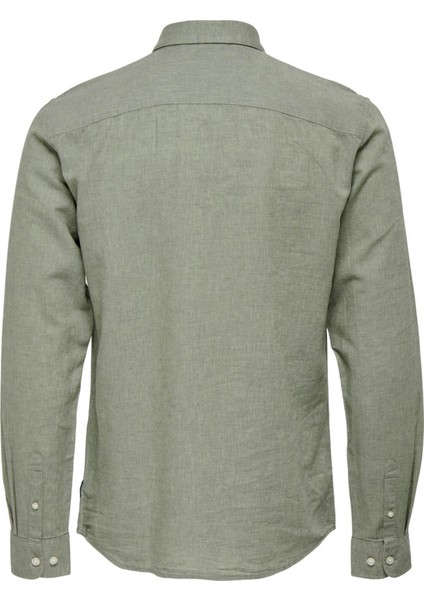 Erkek Onscaiden Slim Fit Keten Gömlek 22012321 Yeşil fırsatları