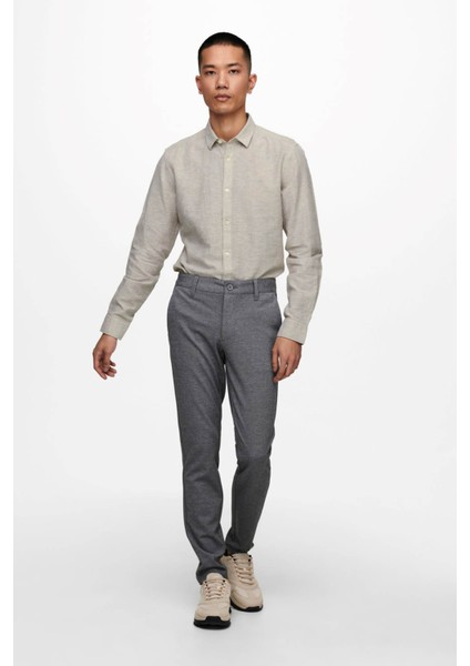 Erkek Onscaiden Slim Fit Keten Gömlek 22012321 Bej