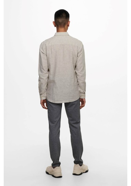 Erkek Onscaiden Slim Fit Keten Gömlek 22012321 Bej