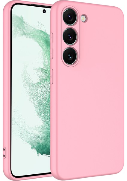 Samsung Galaxy S23 Plus Kılıf Mara Lansman Silikon Mat Soft Içi Süet Pembe