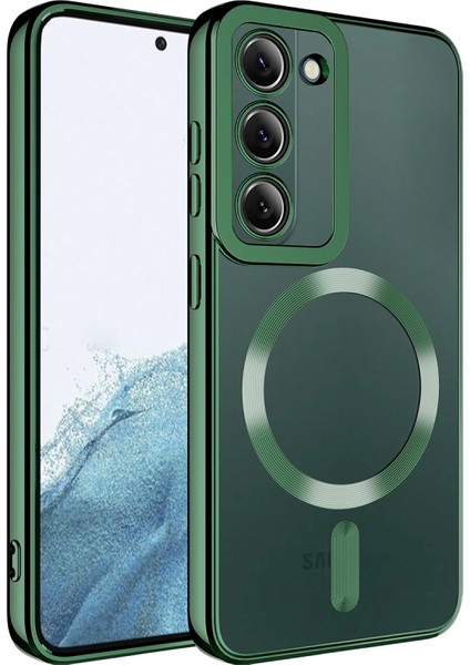 Casestreet Samsung Galaxy S23 Plus Kılıf Magsafe Wireless Şarj Özellikli Setro Renkli Silikon Haki Yeşil