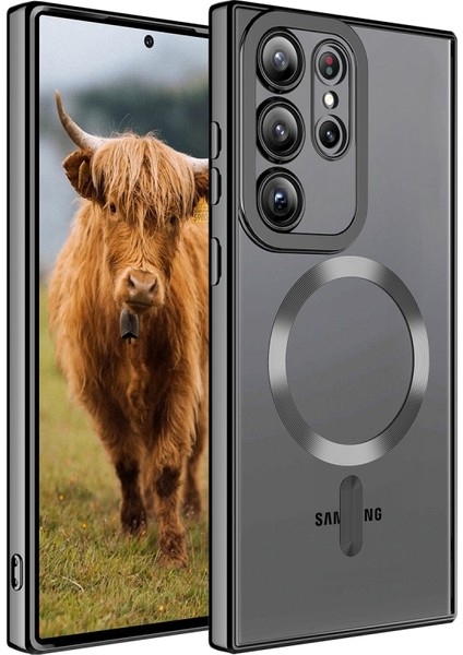 Casestreet Samsung Galaxy S23 Ultra Kılıf Magsafe Wireless Şarj Özellikli Setro Renkli Silikon Siyah
