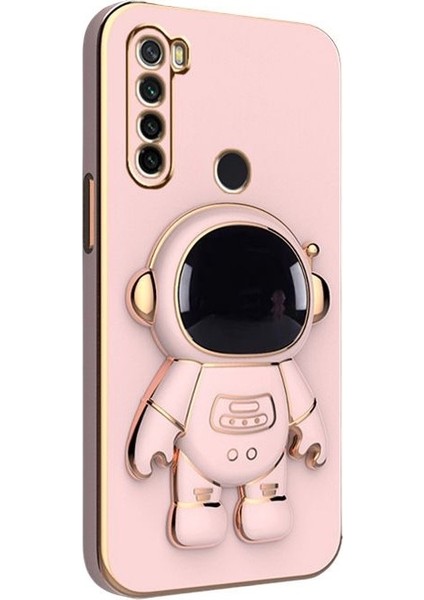 Casestreet Xiaomi Redmi Note 8 Kılıf Kamera Korumalı Astronot Desenli Standlı Silikon Pembe