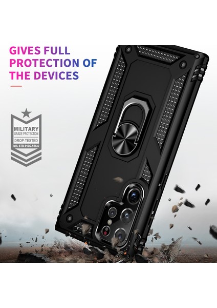 Samsung Galaxy S23 Ultra Kılıf Vega Sert Silikon Tank Standlı Yüzüklü Mıknatıslı Lacivert fiyatları