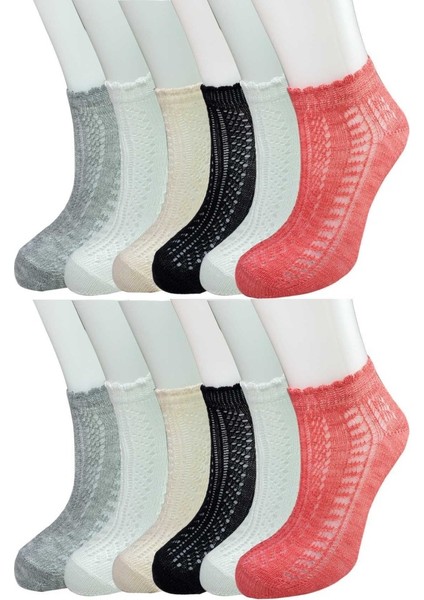 12 Adet Örgü İşlemeli Kadın Fantezi Bilek Çorap