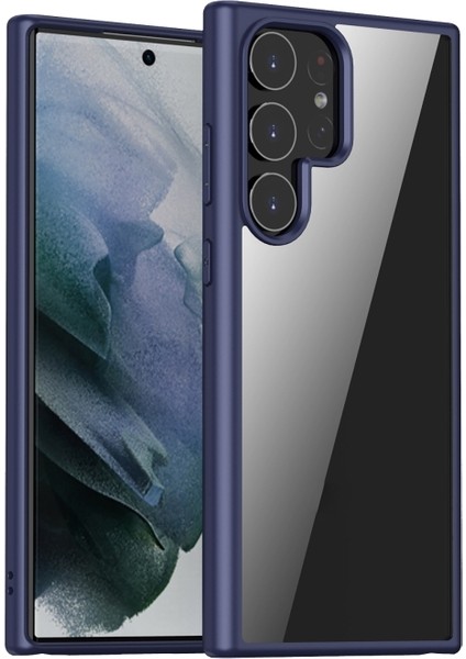 Samsung Galaxy S23 Ultra Kılıf Alphin Impact Silikon Ultra Koruma Transparan Lacivert