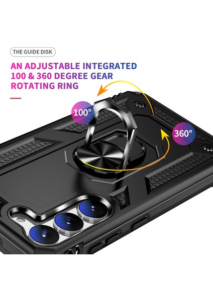 Samsung Galaxy S23 Kılıf Vega Sert Silikon Tank Standlı Yüzüklü Mıknatıslı Kırmızı modelleri