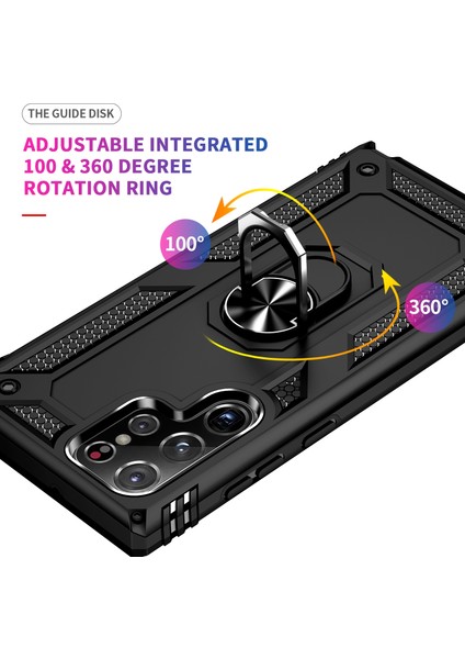 Samsung Galaxy S23 Ultra Kılıf Vega Sert Silikon Tank Standlı Yüzüklü Mıknatıslı Siyah fiyatları