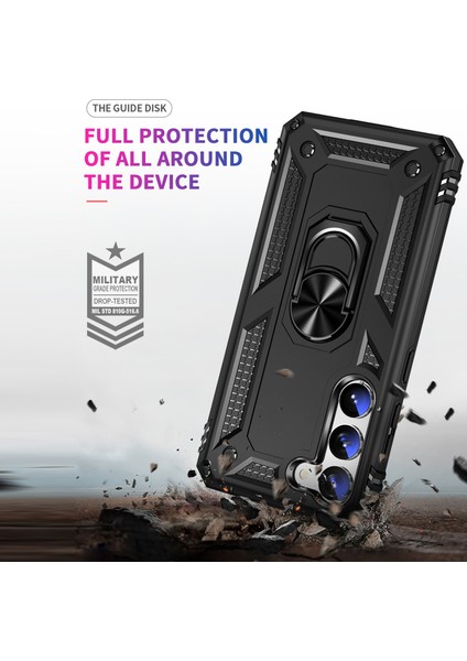 Samsung Galaxy S23 Plus Kılıf Vega Sert Silikon Tank Standlı Yüzüklü Mıknatıslı Lacivert