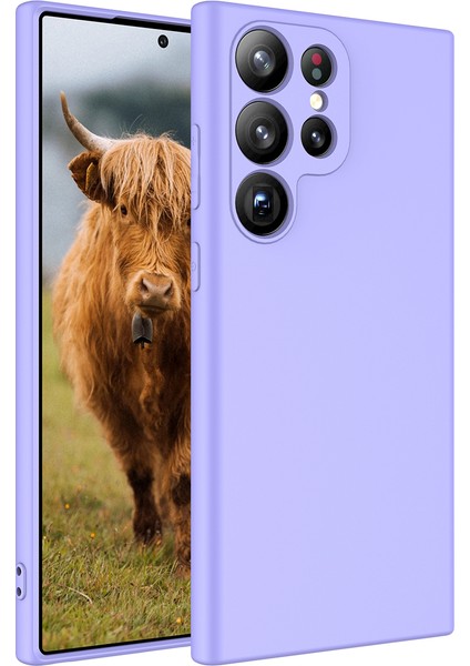 Samsung Galaxy S23 Ultra Kılıf Mara Lansman Silikon Mat Soft Içi Süet Lila