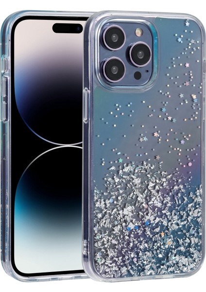 Apple iPhone 12 Pro Kılıf Damla Simli Diamond Alp Sert Silikon Gümüş