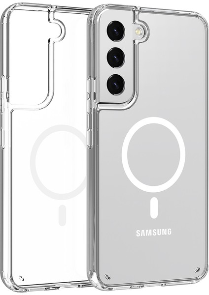 Samsung Galaxy S23 Plus Kılıf Wireless Tacsafe Antishock Ultra Koruma Sert Kapak Şeffaf + Wiriless Şarj Aleti