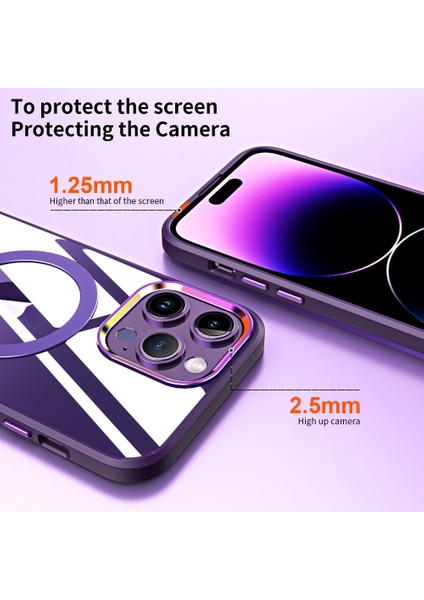 Apple iPhone 13 Pro Max Kılıf Wireless Tacsafe Ivy Standlı Ultra Koruma Sert Kapak Derin Mor