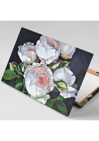 Gül Bahçesinde Beyaz Güller Rose Garden Dekor Kanvas Tablo