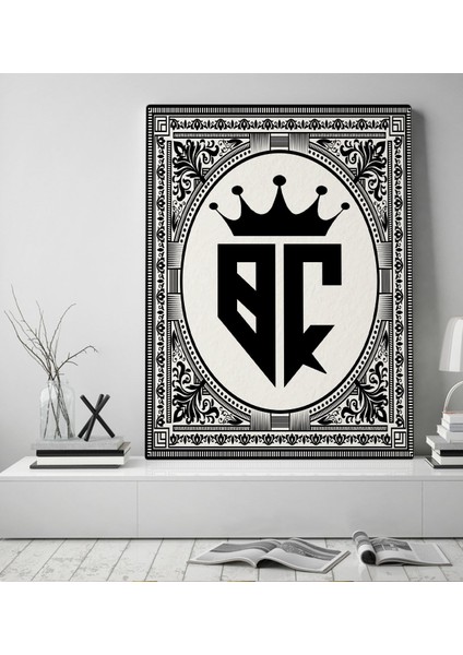 Kişiye Özel Monogram Kanvas Tablo 50X70CM, Monogram Logo Harf, Monogram, Baş Harfli, Ev ve Ofis Hediyesi