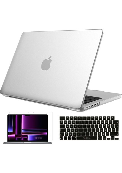 Apple MacBook Pro 2023 M2 14.2 Inc A2779 Uyumlu Mat Kılıf + Siyah Klavye Kılıfı + Film
