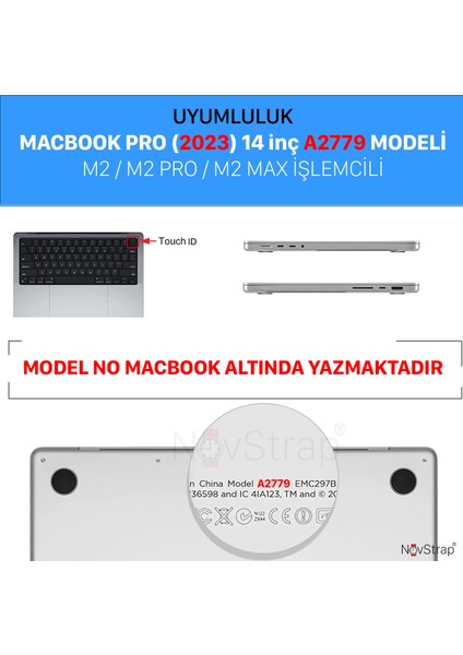 Apple MacBook Pro 2023 M2 14.2 Inc A2779 Uyumlu Mat Kılıf + Siyah Klavye Kılıfı + Film fiyatları