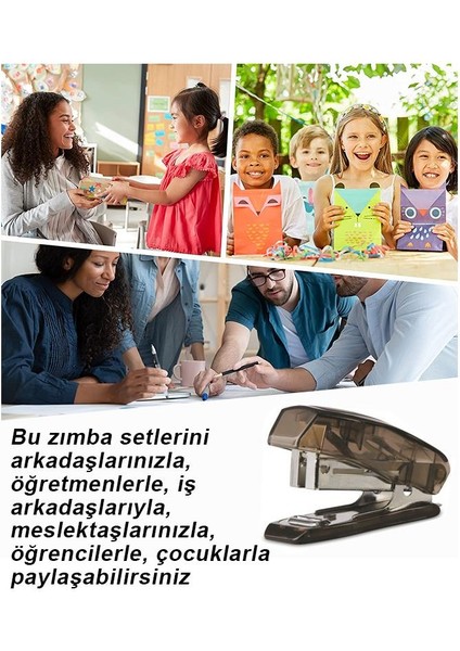 Mini Cep Zımba Makinesi 24/6 Siyah Std S3T 1 Adet Noki 24/6 Zımba Teli 2 Paket Öğrenci Okul Büro