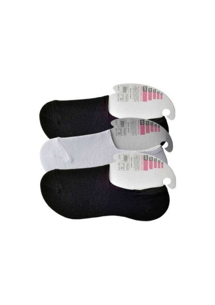 Siyah ve Beyaz Kadın Babet Çorap 3 çift