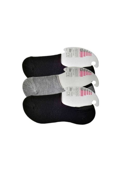 Siyah ve Gri Kadın Babet Çorap 3 çift