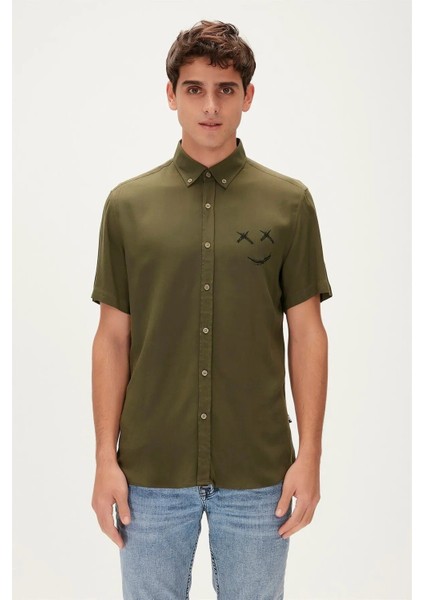 Sımple Erkek Kısa Kollu Gömlek Haki 23.01.30.004 M - Haki
