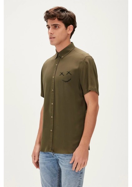 Sımple Erkek Kısa Kollu Gömlek Haki 23.01.30.004 M - Haki modelleri