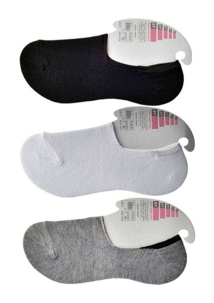 Siyah Gri ve Beyaz Kadın Babet Çorap 9 Çift modelleri