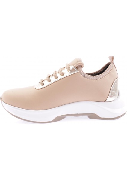 1013-23Y Kadin Bağcikli Yan Silver Taşli Strech Kalin Taban Sneakers Ayakkabi