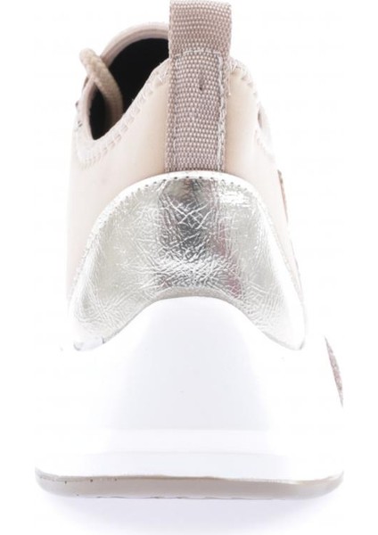 1013-23Y Kadin Bağcikli Yan Silver Taşli Strech Kalin Taban Sneakers Ayakkabi
