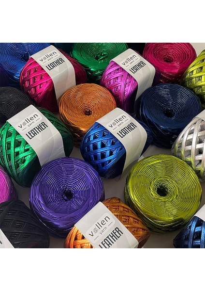 Vollen Yarn Premium Deri Ip Metalik Ip Çanta Ipi,parlak Penye İP.120 Gram