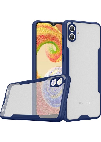 Case 4U Samsung Galaxy A04 Uyumlu Kılıf Kamera Korumalı Ultra Ince Buzlu Mat Renkli Parfe Silikon Kapak Lacivert