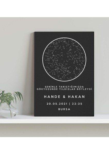 Gift Kişiye Özel Gökyüzü Yıldız Haritası Kanvas Tablo 30X50CM