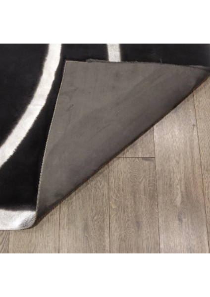 Siyah Gümüş Bordürlü Peluş Halı 120 x 180 cm indirimleri