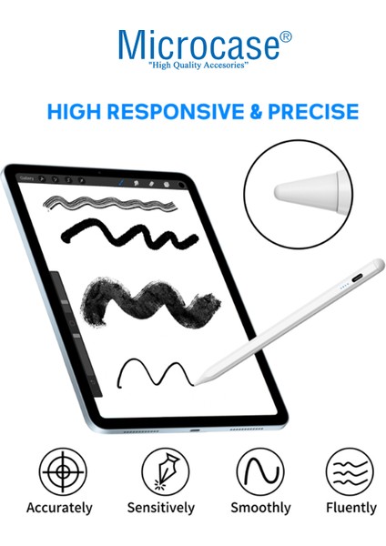 Ipadler ile Uyumlu Aktif Stylus Dokunmatik Kalem 2.nesil Manyetik - AL3451 Beyaz