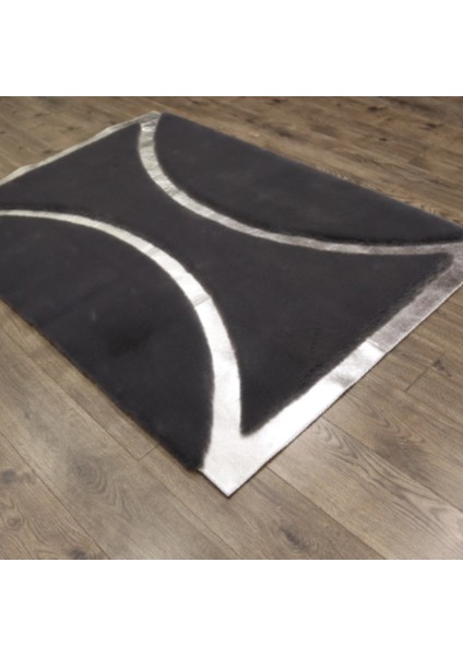 Siyah Gümüş Bordürlü Peluş Halı 200 x 300 cm modelleri