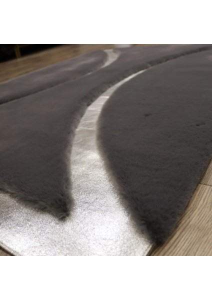 Siyah Gümüş Bordürlü Peluş Halı 200 x 300 cm fırsatları