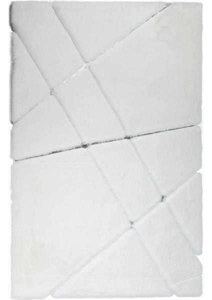 Gümüş Varaklı Beyaz Peluş Halı 140 x 200 cm