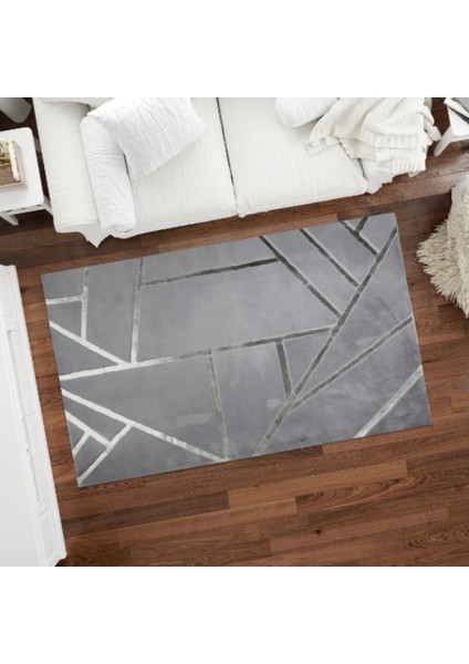 Gri Gümüş Bordürlü Peluş Halı 200 x 300 cm fiyatları