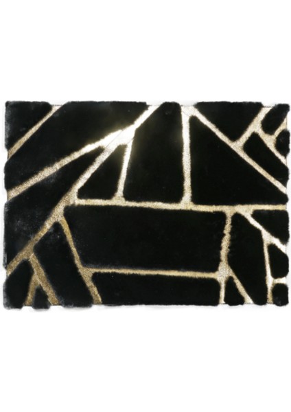 Siyah Gold Bordürlü Peluş Halı 170 x 240 cm