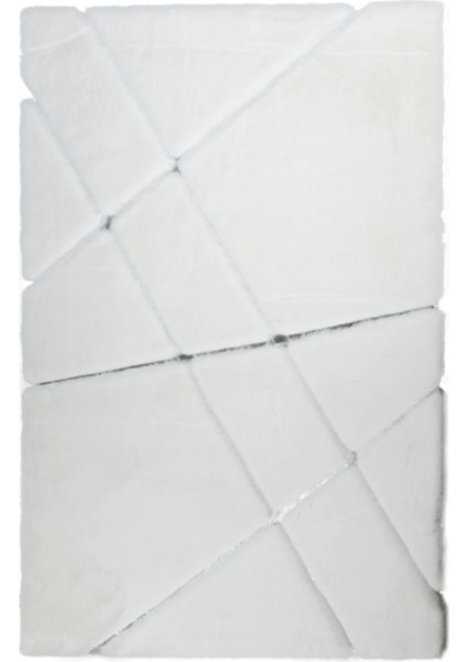 Açık Gri Gümüş Bordürlü Peluş Halı 170 x 240 cm