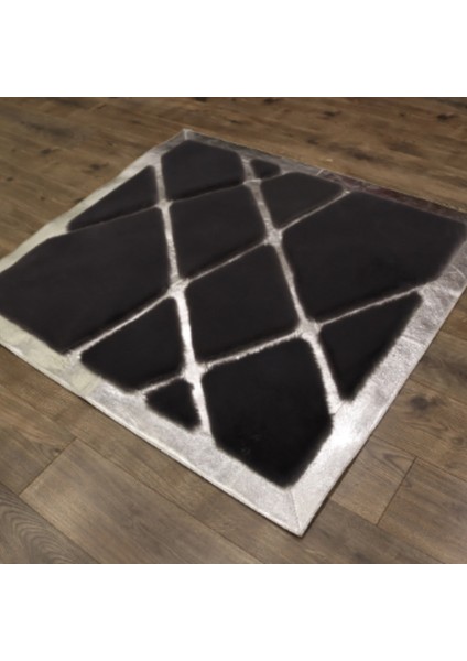 Siyah Gümüş Bordürlü Peluş Halı 80 x 150 cm fırsatları