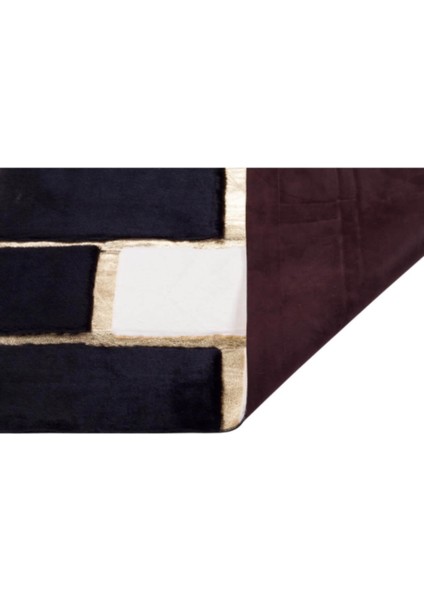 Beyaz Siyah Gold Bordürlü Peluş Halı 80 x 150 cm modelleri