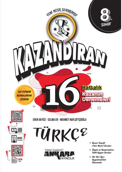 8.Sınıf LGS Kazandıran 16 Haftalık Türkçe Kazanım Denemeleri