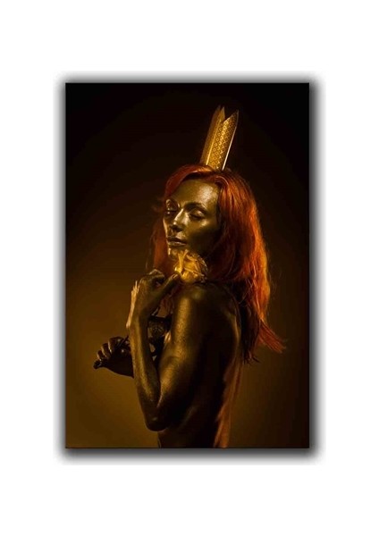Gold Tenlı Kadın Kanvas Tablo