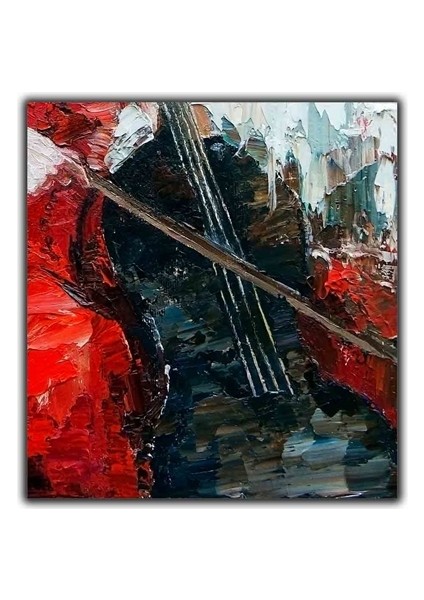 Çello Çalan Kadın Yaglı Boya Dokulu Tablo